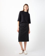 JACQUARD KNIT SHORT SLEEVE TOP - EMIZ BLACK